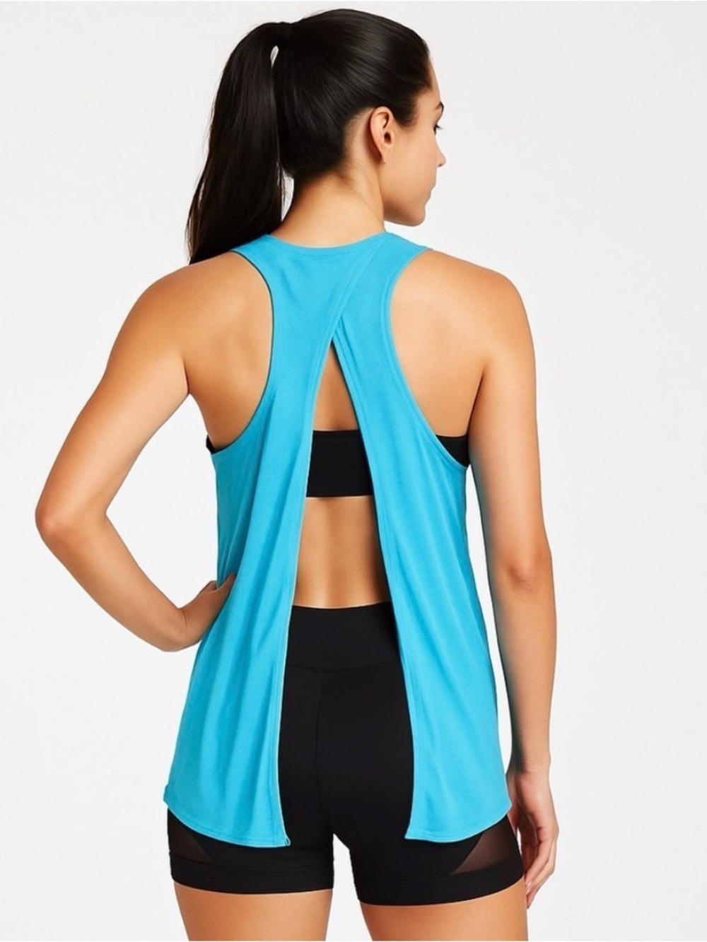 Karma sleeveless top, activewear tank, yoga tank, gym apparel open-back tank, bl